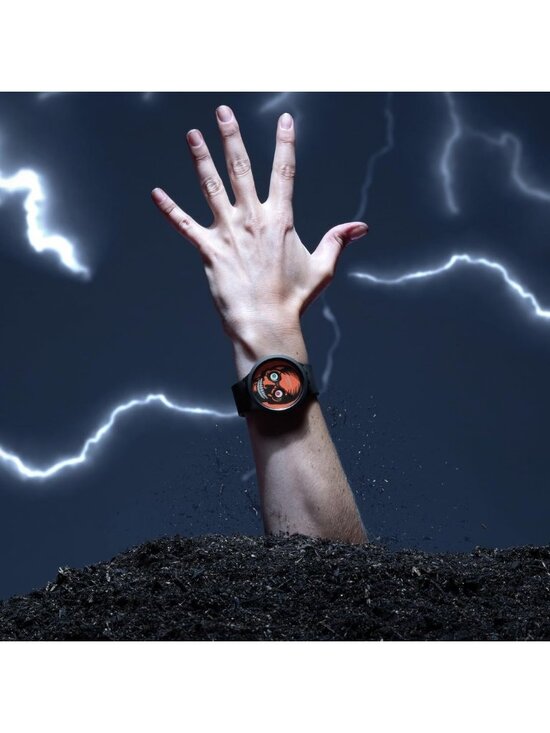 Unisex Black Polymer Bold Bioceramic Automatic Waterproof It\'s Spooky Time Watch